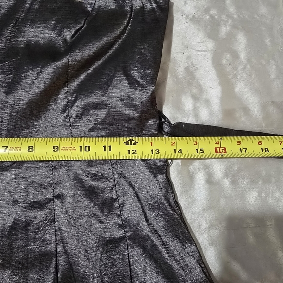 Tommy Hilfiger Metallic Dark Silver Stretch Taffeta Fit & Flare Dress - Picture 11 of 14